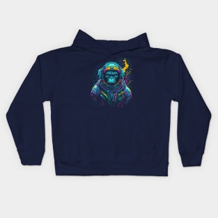 Vibrant Pop Art Space Monkey // Monkey Astronaut in Outer Space Kids Hoodie